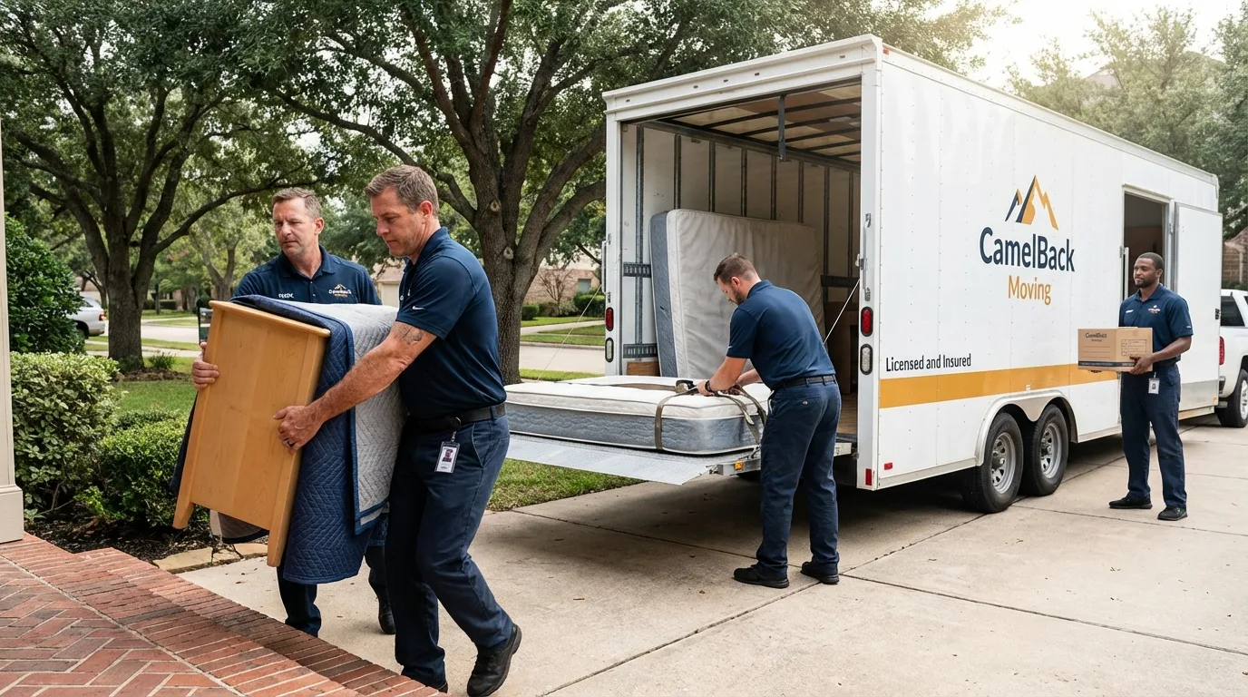 Crew loading residential truck for cross-state move from Pearlington, MS
