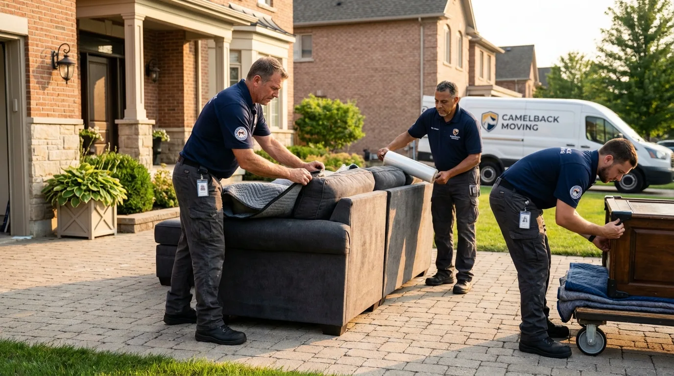 Large estate moving crew wrapping furniture in Pearlington, MS